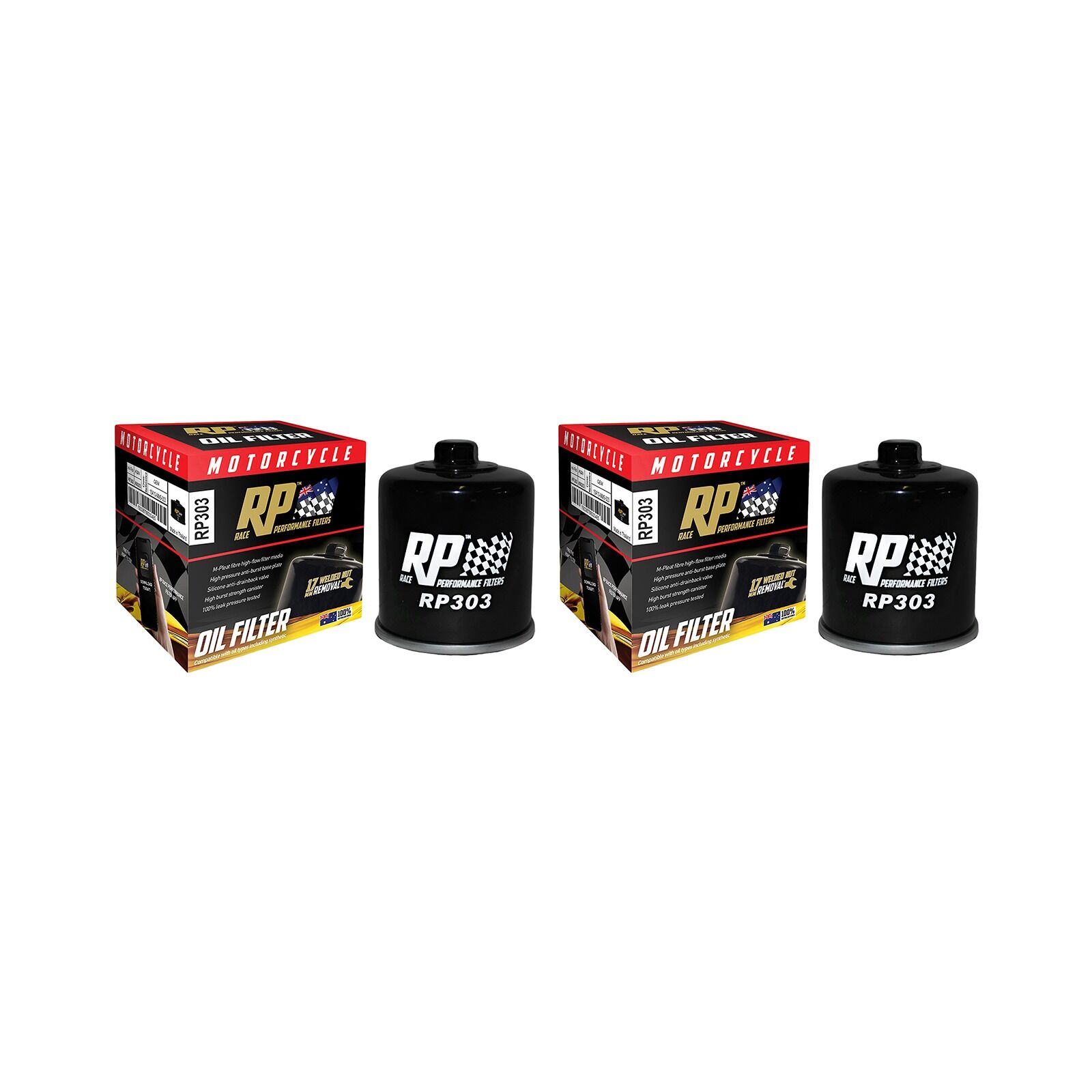 2 Pack RP Oil Filter for Kawasaki 1400 Ninja ZX-14/ZX1400C 2006-2011