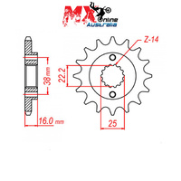 MTX Front Sprocket 14T Ducati SCRAMBLER FLAT TRACK PRO 2016 10-736-14