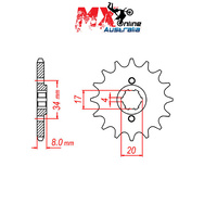 MTX Front Sprocket 14T Honda XLX250 1984 10-KL4-14