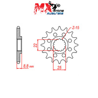 MTX Front Sprocket 12T BETA RR450 4T CROSS COUNTRY 2012-2013 10-KT1-12