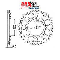 MTX Rear Sprocket 43T Kawasaki KLR600 (KLR600 E/START) 1987 11-185-43
