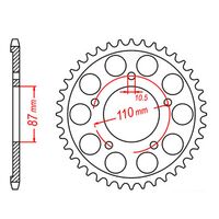 MTX Rear Sprocket 44T for Suzuki GSX650F/LAMS 2008-2010 >525 