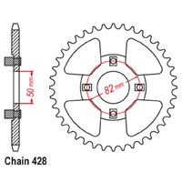 MTX Rear Sprocket 42T for Honda CT110 1986 >428 
