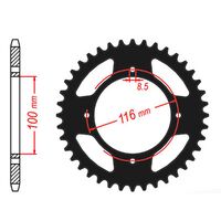 MTX Rear Sprocket 53T Black for Suzuki RM100 2003-2006 >420