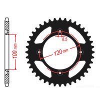 MTX Rear Sprocket 48T Black for Suzuki RM85 Small Wheel 2002-2004 >428