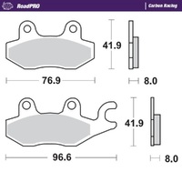 MotoMaster Front Right Brake Pads for Triumph 900 TIGER CARBY VIN 43723 (885) 1999-2000 RoadPRO Carbon 