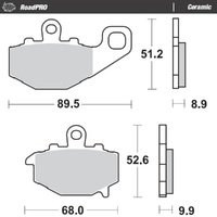 MotoMaster Rear Brake Pads for Kawasaki ER-6N ABS 2010-2016 RoadPRO Ceramic 