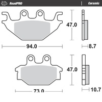 MotoMaster Rear Brake Pads for Kymco UXV 450I 2016-2024 RoadPRO Ceramic 