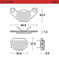 MotoMaster Rear Brake Pads for Buell M2 CYCLONE 1997 SinterPRO Racing 