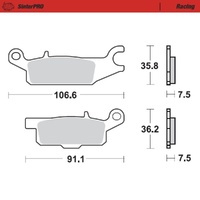 MotoMaster Front Left Brake Pads for Yamaha YFM700 GRIZZLY 2007-2009 SinterPRO Racing 