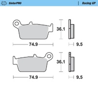 MotoMaster Rear Brake Pads for Gas Gas EC450F 2013-2015 SinterPRO Racing GP 