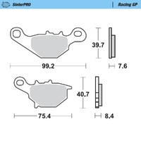 MotoMaster Front Brake Pads for Kawasaki KLX125L BIG WHEEL 2003-2006 SinterPRO Racing GP 