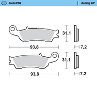 MotoMaster Front Brake Pads for Yamaha YZ250 2008-2021 SinterPRO Racing GP 