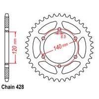 SuperSprox Rear Sprocket 44T for Kawasaki KE175 1979-1983 >428
