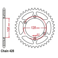 SuperSprox Rear Sprocket 51T for Suzuki DR-Z125L BIG WHEEL 2003-2021 >428