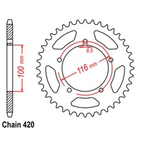 SuperSprox Rear Sprocket 43T for Kawasaki KX60 1983-2007 >420