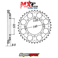Supersprox Rear Sprocket 45T Kawasaki KLR600 (KLR600 K/START) 1984 11-185-45