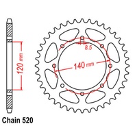 SuperSprox Rear Sprocket 42T for Kawasaki KLR650 1987-2021 >520