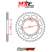 Supersprox Rear Sprocket 44T Kawasaki KLR650 1987-2018 11-186-44