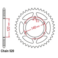 SuperSprox Rear Sprocket 46T for Yamaha TZR250 1987-1990 >520