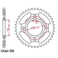 SuperSprox Rear Sprocket 43T for Yamaha RD250 1980 >530
