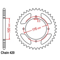 SuperSprox Rear Sprocket 47T for Kawasaki KX80 1986-2000 >420