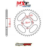 Supersprox Rear Sprocket 48T Kawasaki KH125 1977-1982 11-208-48