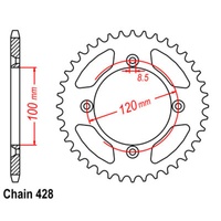 SuperSprox Rear Sprocket 44T 428 Pitch 11-209-44