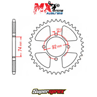 Supersprox Rear Sprocket 42T Yamaha YTM200 TRIKE 1985 11-21V-42