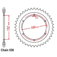SuperSprox Rear Sprocket 44T for Yamaha SR500 1978-1981 >530