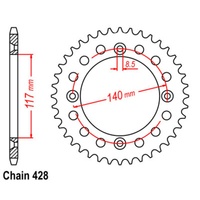SuperSprox Rear Sprocket 44T 428 Pitch 11-39K-44