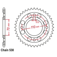 SuperSprox Rear Sprocket 44T for Honda CB450 1972 >530