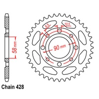 SuperSprox Rear Sprocket 43T for Daelim VS125 CRUISER 1998-1999 >428
