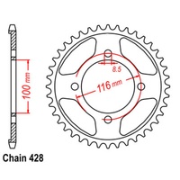 SuperSprox Rear Sprocket 51T 428 Pitch 11-462-51