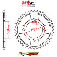 Supersprox Rear Sprocket 51T Kawasaki KLX140L Big Wheel 2008-2018 11-462-51