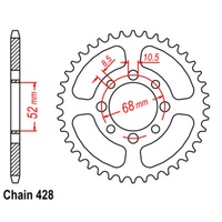 SuperSprox Rear Sprocket 40T for Kawasaki KDX80 1980-1988 >428
