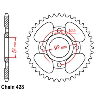 SuperSprox Rear Sprocket 44T 428 Pitch 11-5H0-44