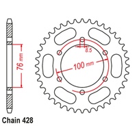 SuperSprox Rear Sprocket 44T for Yamaha YZF-R125 2009-2012 >428