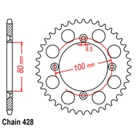 SuperSprox Rear Sprocket 46T for Honda CRF100F 2004-2013 >428