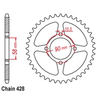 SuperSprox Rear Sprocket 44T 428 Pitch 11-KTY-44