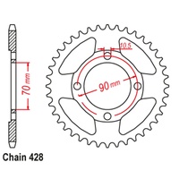 SuperSprox Rear Sprocket 45T 428 Pitch 11-Y2P-45