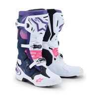 Alpinestars Boots TECH 10 White Violet Navy Blue Fluro Pink 