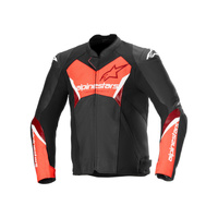 Alpinestars Jacket FASTer V3 Air Leather Black Fluro Red 