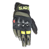 Alpinestars Gloves Halo Leather Forest Green Black Fluro Yellow 