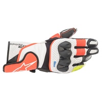 Alpinestars Gloves SP2 V3 Leather White Fluro Red Black 