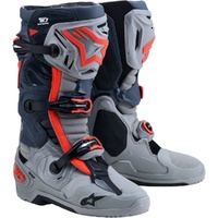 Alpinestars Boots MX27 Tech 10 Enduro Boots Mid Gray Dark Gray Fluro Red 