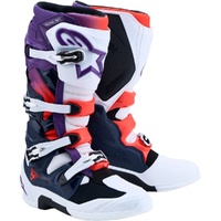 Alpinestars Boots MX27 Tech 7 Boots Purple White Dark Blue Fluro Red 