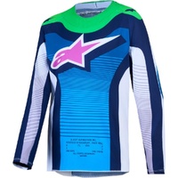 Alpinestars Jersey 2027 Youth Supertech Maven White Blithe Blue Green Fluo 