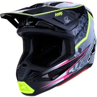 Alpinestars Helmet MX27 SM7 Blaster ECE06 Black Gray White Yellow Fluo Glossy 