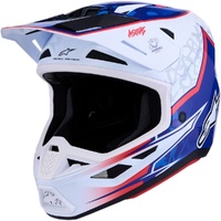 Alpinestars Helmet MX27 SM7 Blaster ECE06 White Blue Red Glossy 
